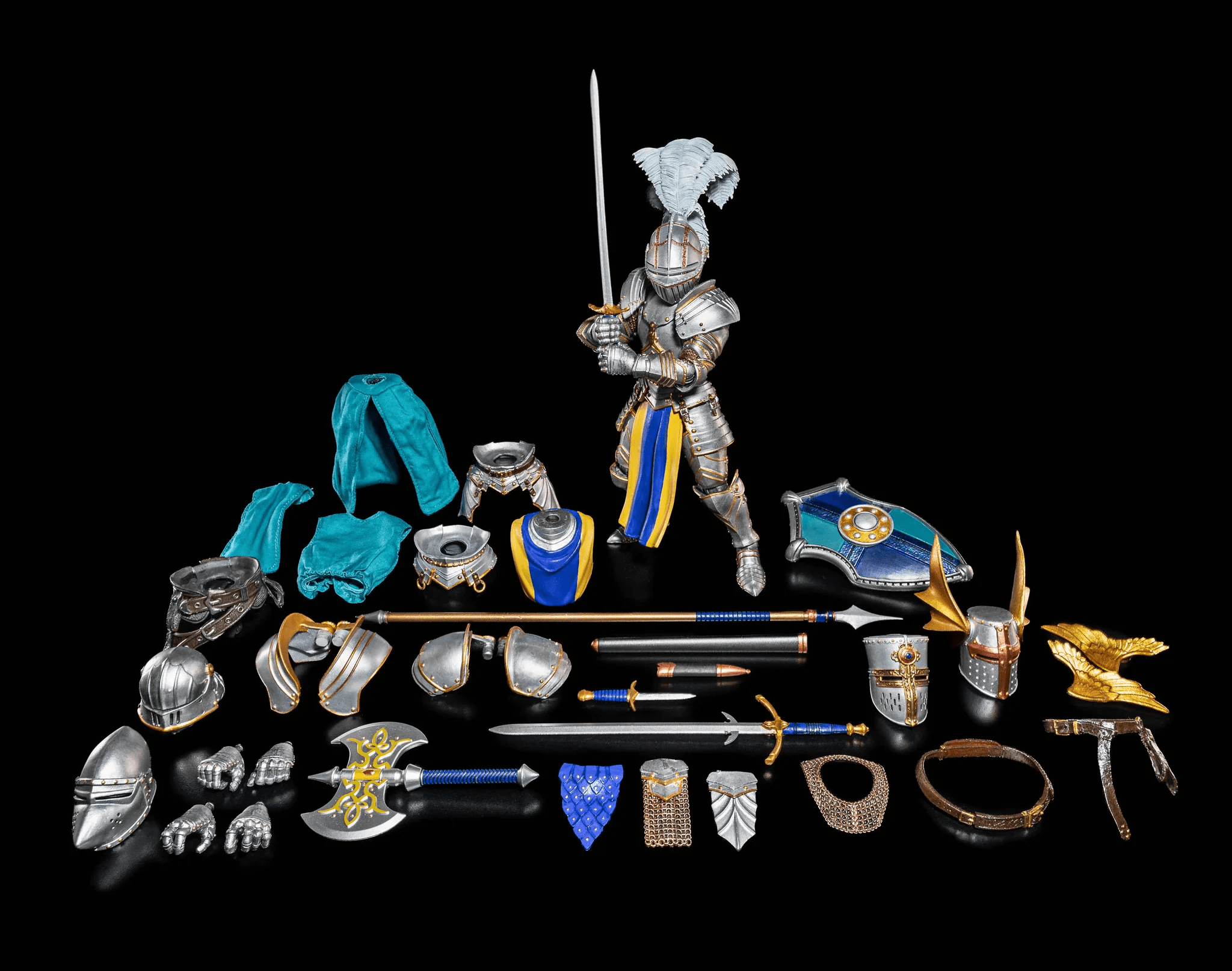 Four Horsemen Studios Mythic Legions Ashes of Agbendor Blue Shield Soldier (Deluxe Knight Builder Kit 3) Action Figure