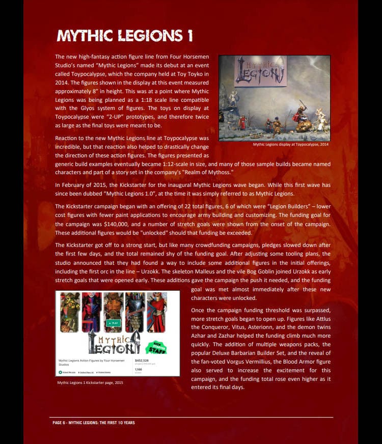 Four Horsemen Studios Mythic Legions: The First 10 Years Hardcover Book