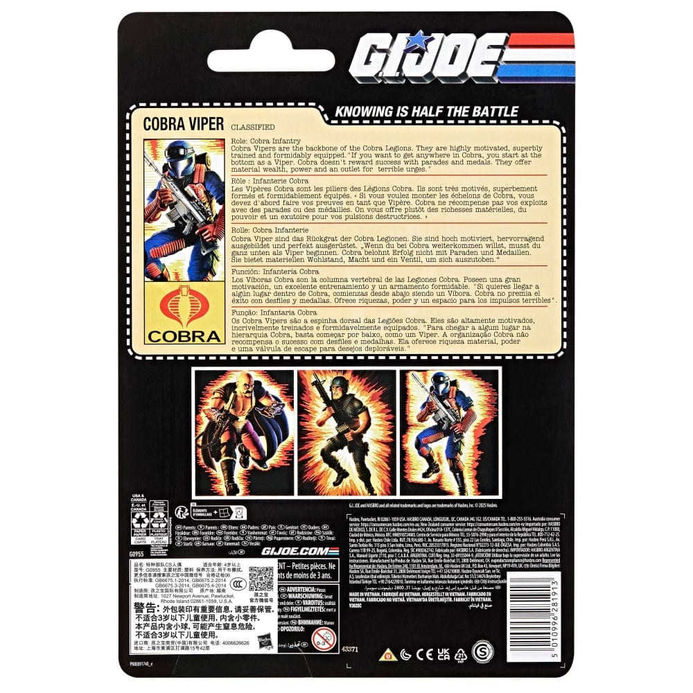 Hasbro G.I. Joe Classified Series Retro Cardback Cobra Viper Action Figure
