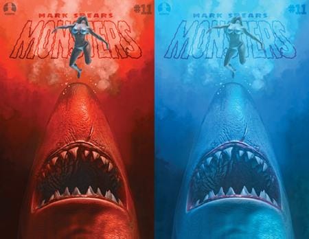 Keenspot Entertainment Mark Spears Monsters #11 Cover B Mark Spears Shark Attack Jaws Homage Holofoil Flip Cover Variant