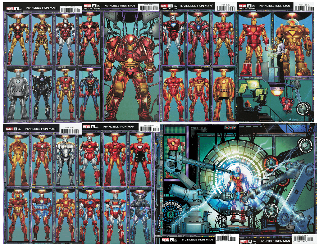 Marvel Comics Invincible Iron Man (2022) Layton Connecting Cover Variant Set