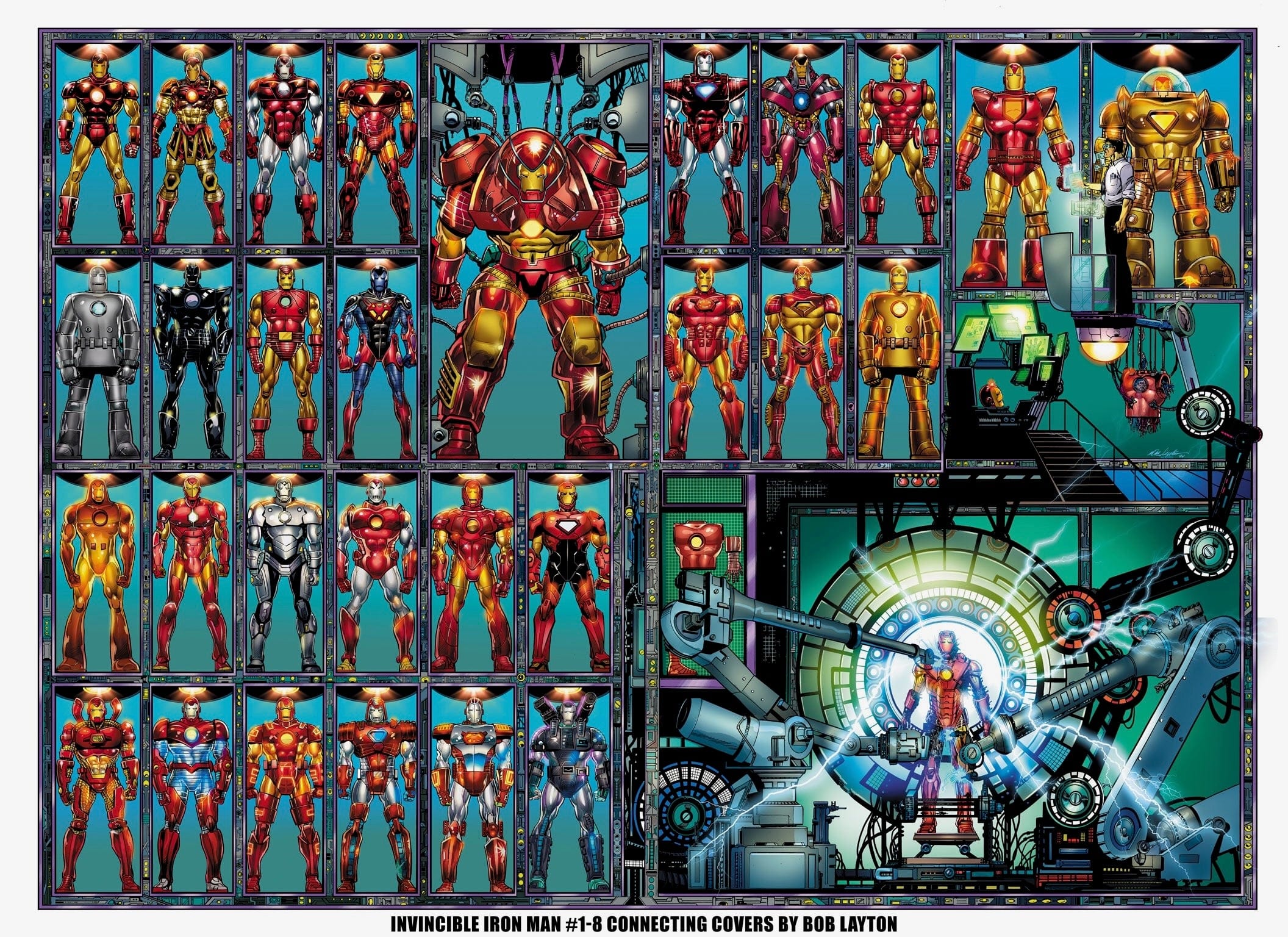Marvel Comics Invincible Iron Man (2022) Layton Connecting Cover Variant Set