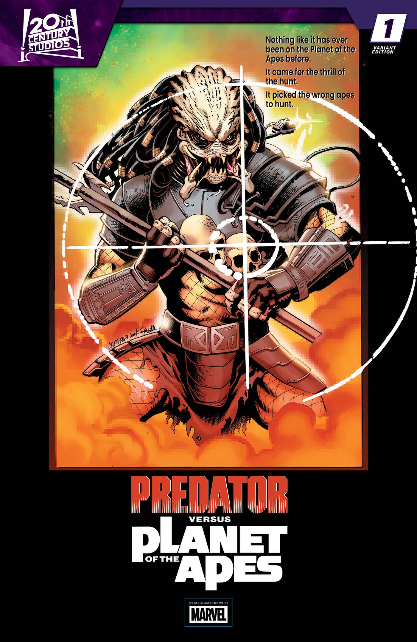Marvel Comics Predator vs. The Planet Of The Apes #1 Chris Campana Movie Poster Homage Variant