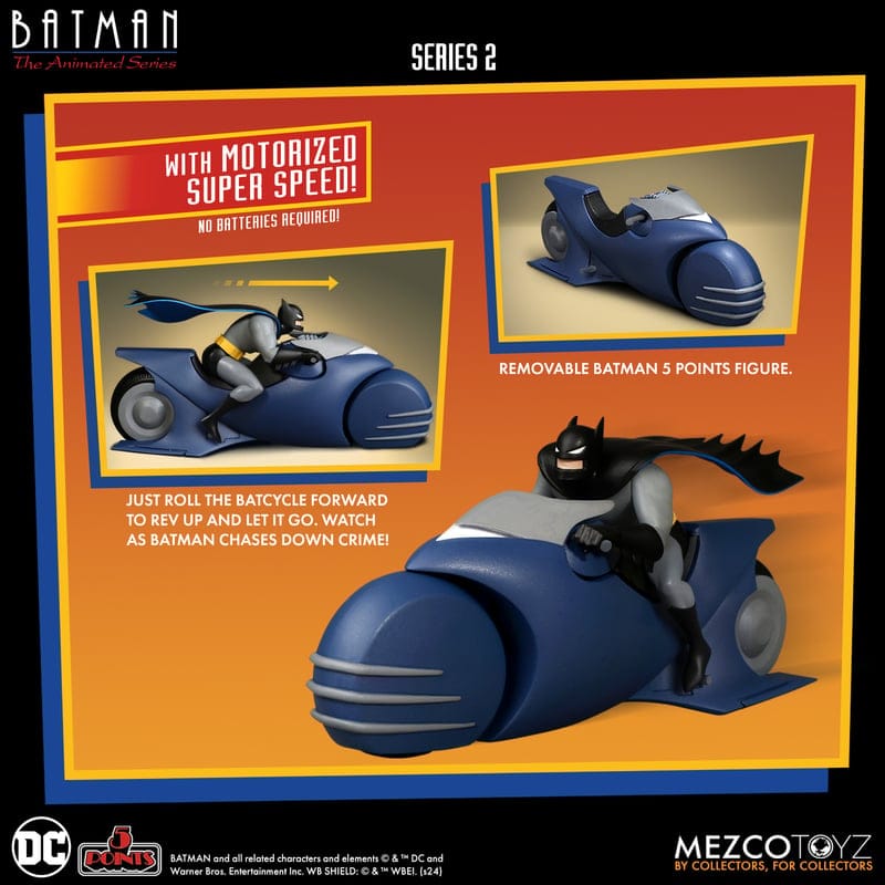 Mezco Toyz 5 Points Batman: The Animated Series Batman and Batcycle Figure Set