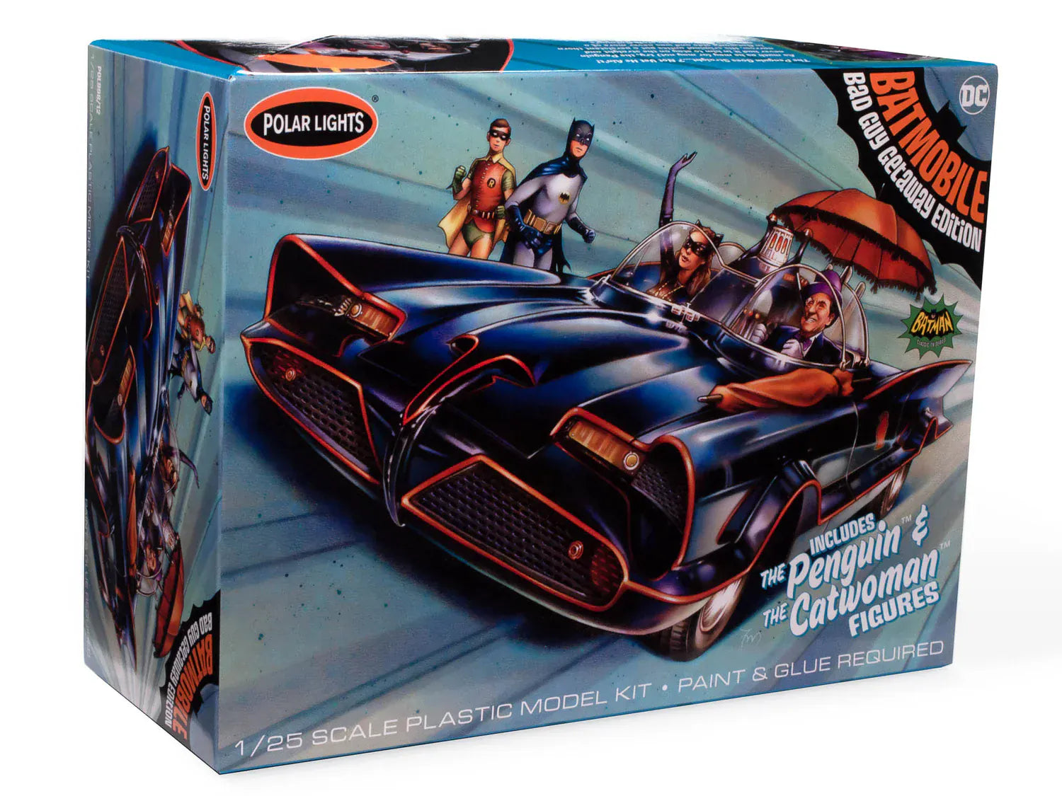Round 2 Polar Lights Batman Classic TV Series Batmobile w/Catwoman & Penguin Figures 1:25 Scale Model Kit