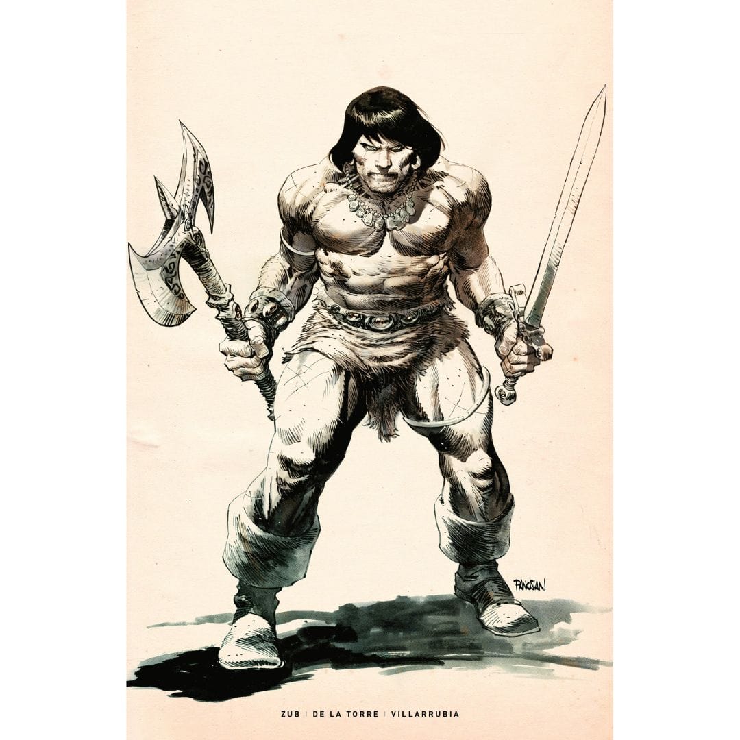 Titan Comics Conan Barbarian #1 3rd Print Foil Logo Dan Panosian Black & White Virgin Variant