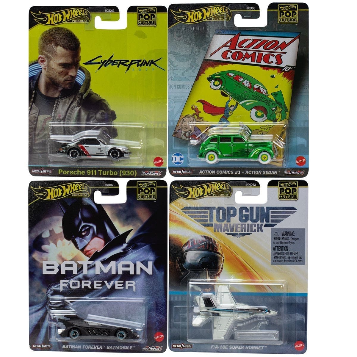 Hot Wheels Premium Pop Culture 2024 Mix 6 Set of 4 Vehicles