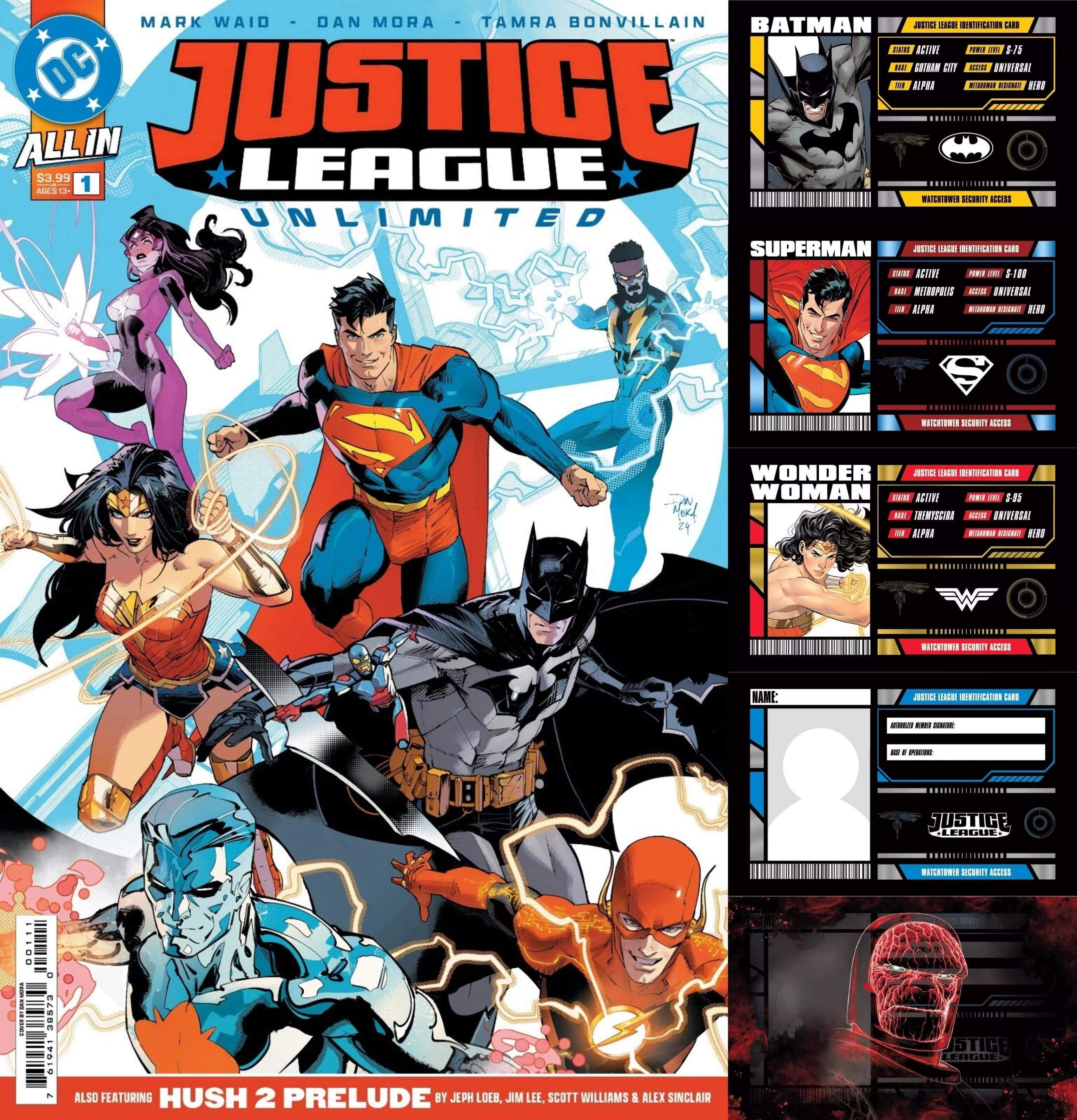 DC Comics, Inc. Justice League Unlimited #1 Cover A Dan Mora & Justice League Membership Cards Set