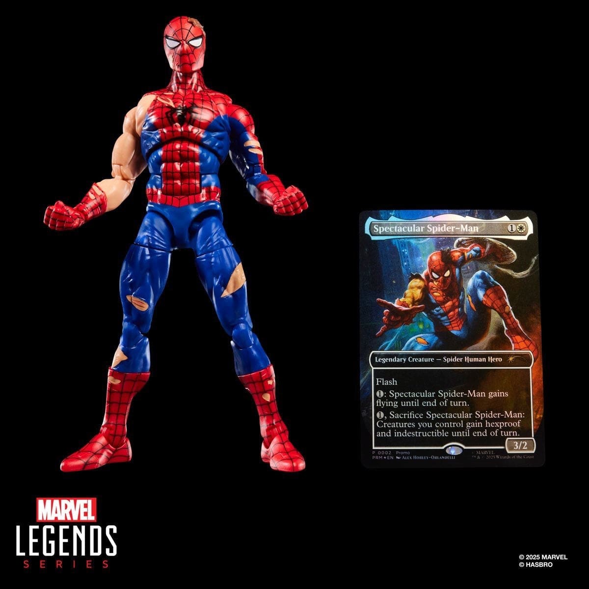 Hasbro Marvel Legends Series Magic: The Gathering Battle-Damaged Spider-Man Action Figure and Card