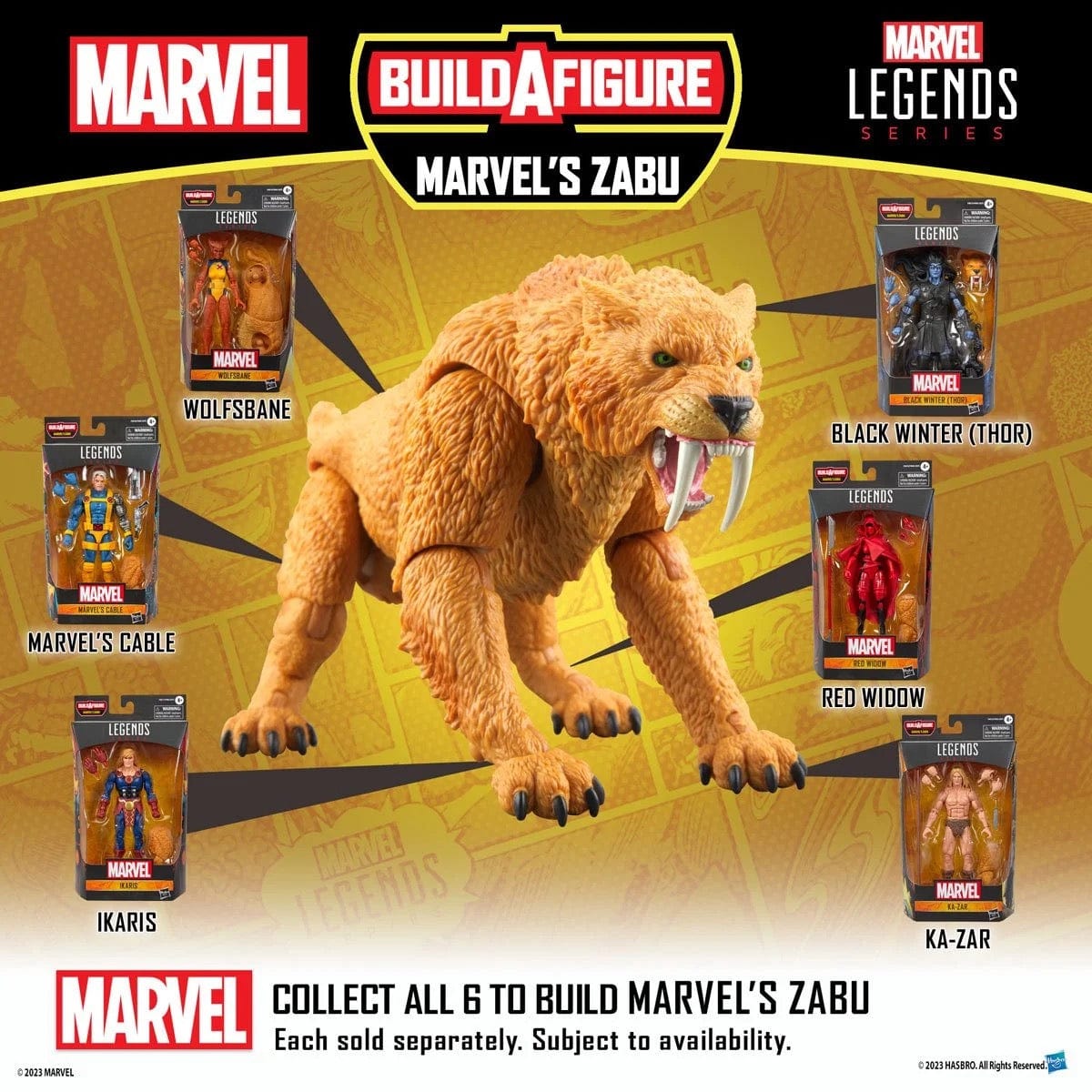 Hasbro Marvel Legends Series Zabu Build-A-Figure Set of 7 Action Figures