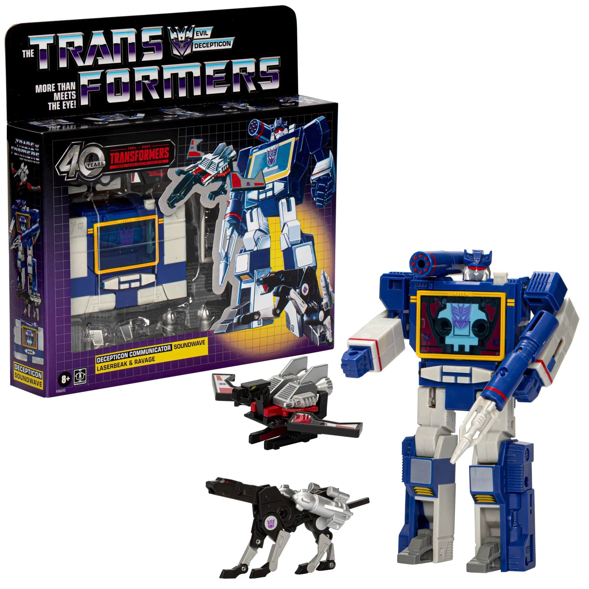 Hasbro Transformers Retro 40th Anniversary Soundwave, Laserbeak, & Ravage Action Figure Set