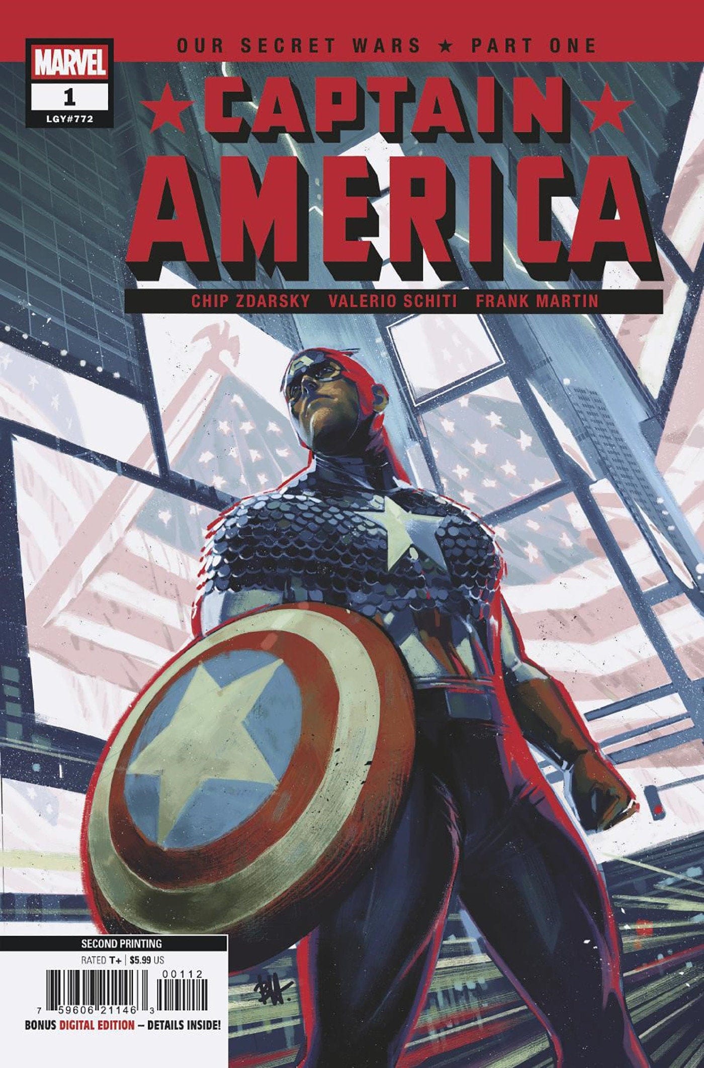 Marvel Comics Captain America #1 Ben Harvey Second Printing Variant