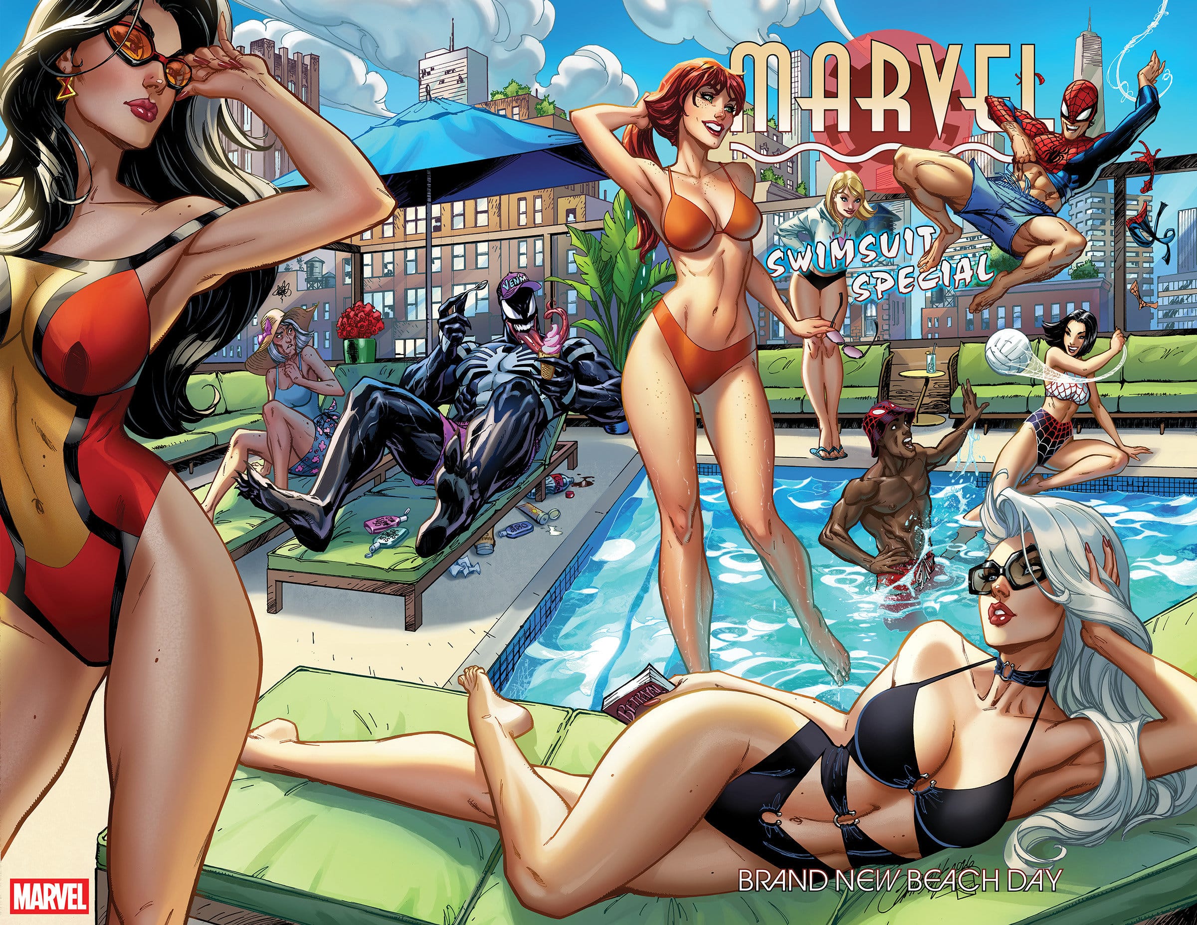 Marvel Comics Marvel Swimsuit Special: Brand New Beach Day #1 Wraparound Cover J Scott Campbell