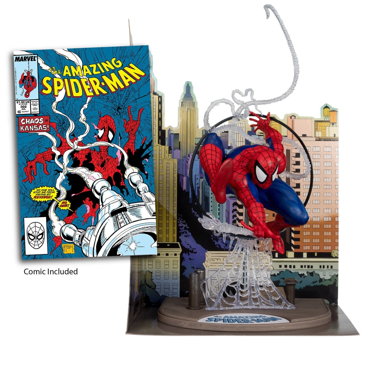 McFarlane Toys Spider-Man The Amazing Spider-Man #301 1:6th Scale Posed Figure with Scene and Comic