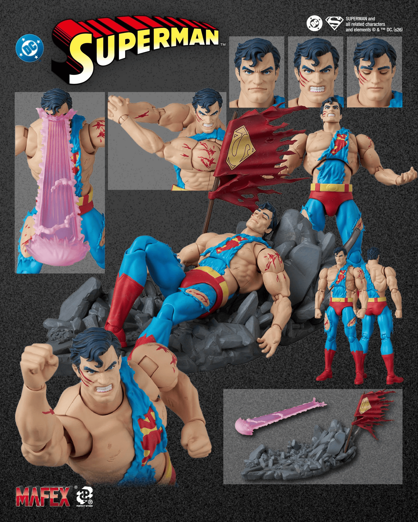 Medicom Toy MAFEX No. 324 The Death of Superman Superman (Battle Damaged Version) Action Figure