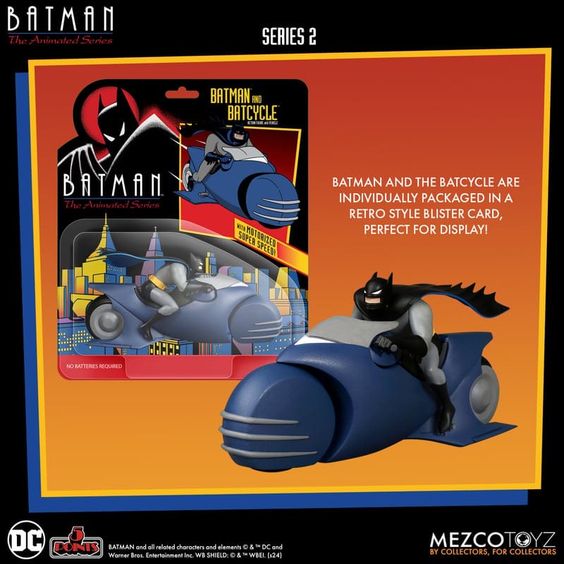 Mezco Toyz 5 Points Batman: The Animated Series Batman and Batcycle Figure Set