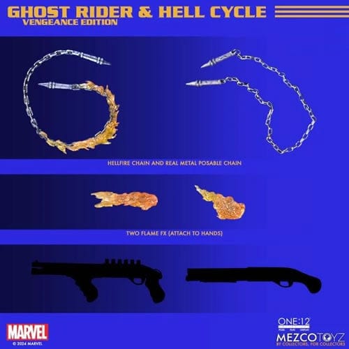 Mezco Toyz One:12 Collective Marvel Ghost Rider & Hell Cycle (Vengeance Edition) Action Figure Set