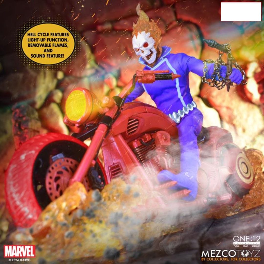 Mezco Toyz One:12 Collective Marvel Ghost Rider & Hell Cycle (Vengeance Edition) Action Figure Set