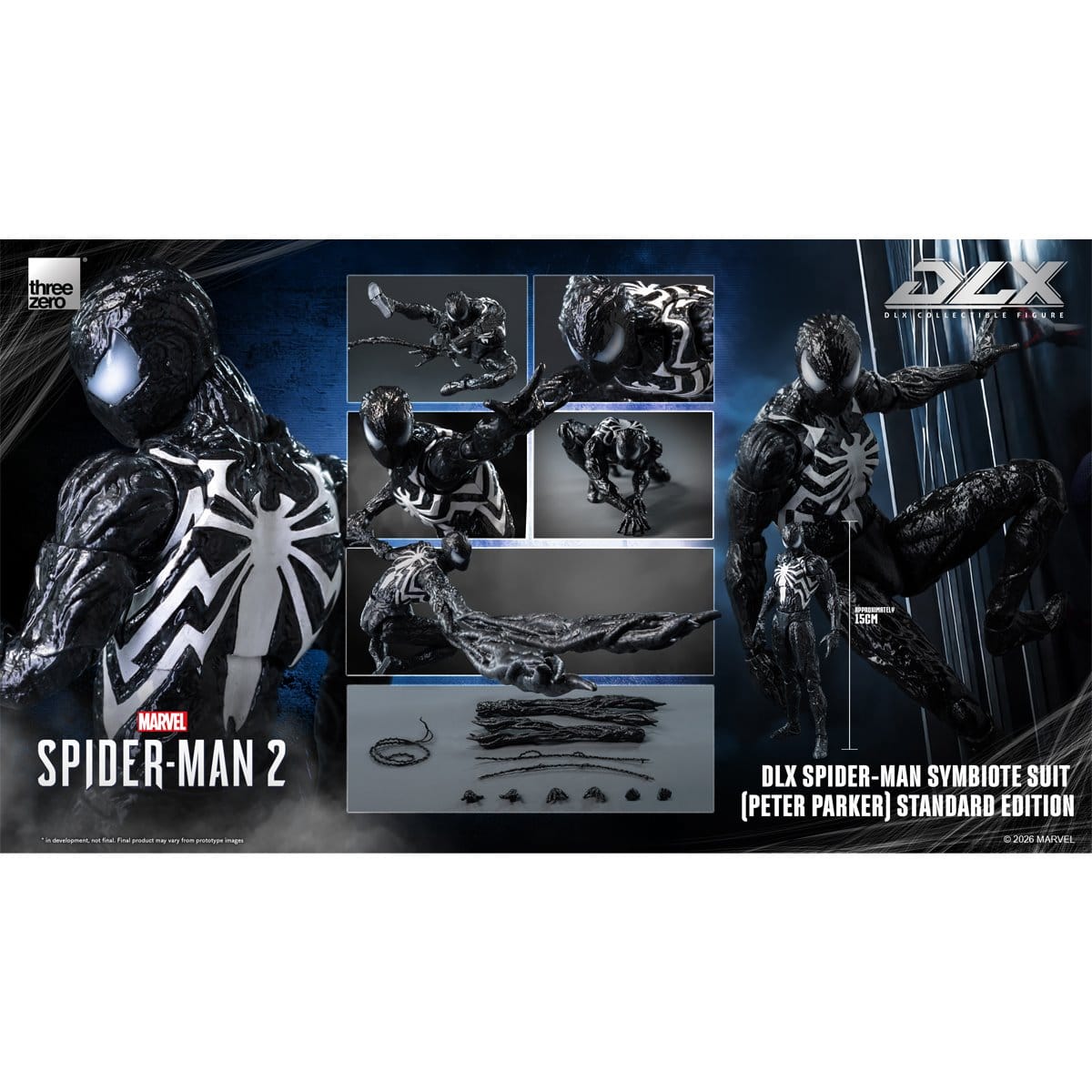 Threezero DLX Marvel's Spider-Man 2 Spider-Man Symbiote Suit (Peter Parker) Standard Edition Action Figure