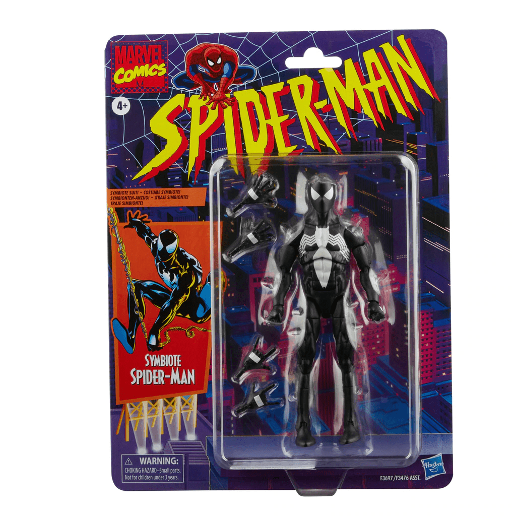 Hasbro Marvel Legends Series Retro Spider-Man Symbiote Spider-Man Action Figure